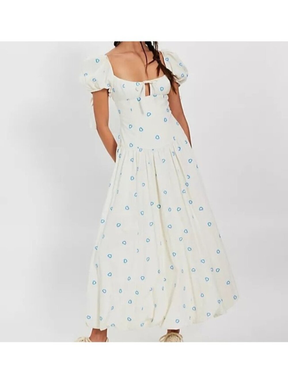Free People Bali Sprinkled Heart Maxi Dress Romantic Cottagecore Boho Womens 2